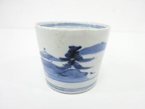 古伊万里　染付　風景蕎麦猪口